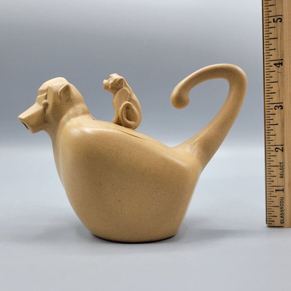 Vintage Chinese Monkey w/ Baby Monkey Shaped Teapot Clay Signed/Stamped - Picture 14 of 16